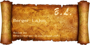Berger Lajos névjegykártya